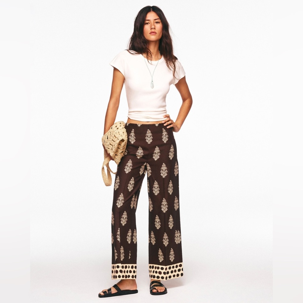 NWT J.Crew Rori Pant in Cocoa Block Print
